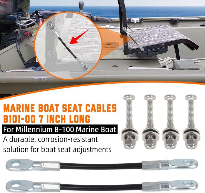WIKIBB Marine Boat Seat Cables B101-00 Compatible with All Millennium B-100 Marine Boat Seat Replace Arm Rest Straps 7'' 2PCS Arm Rest Straps Replacement - Image 2